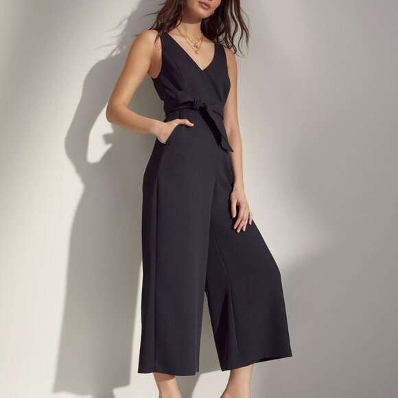 Aritzia Wilfred Ecoulement Jumpsuit Tie Back Dark Grey Size 4 - Picture 1 of 4